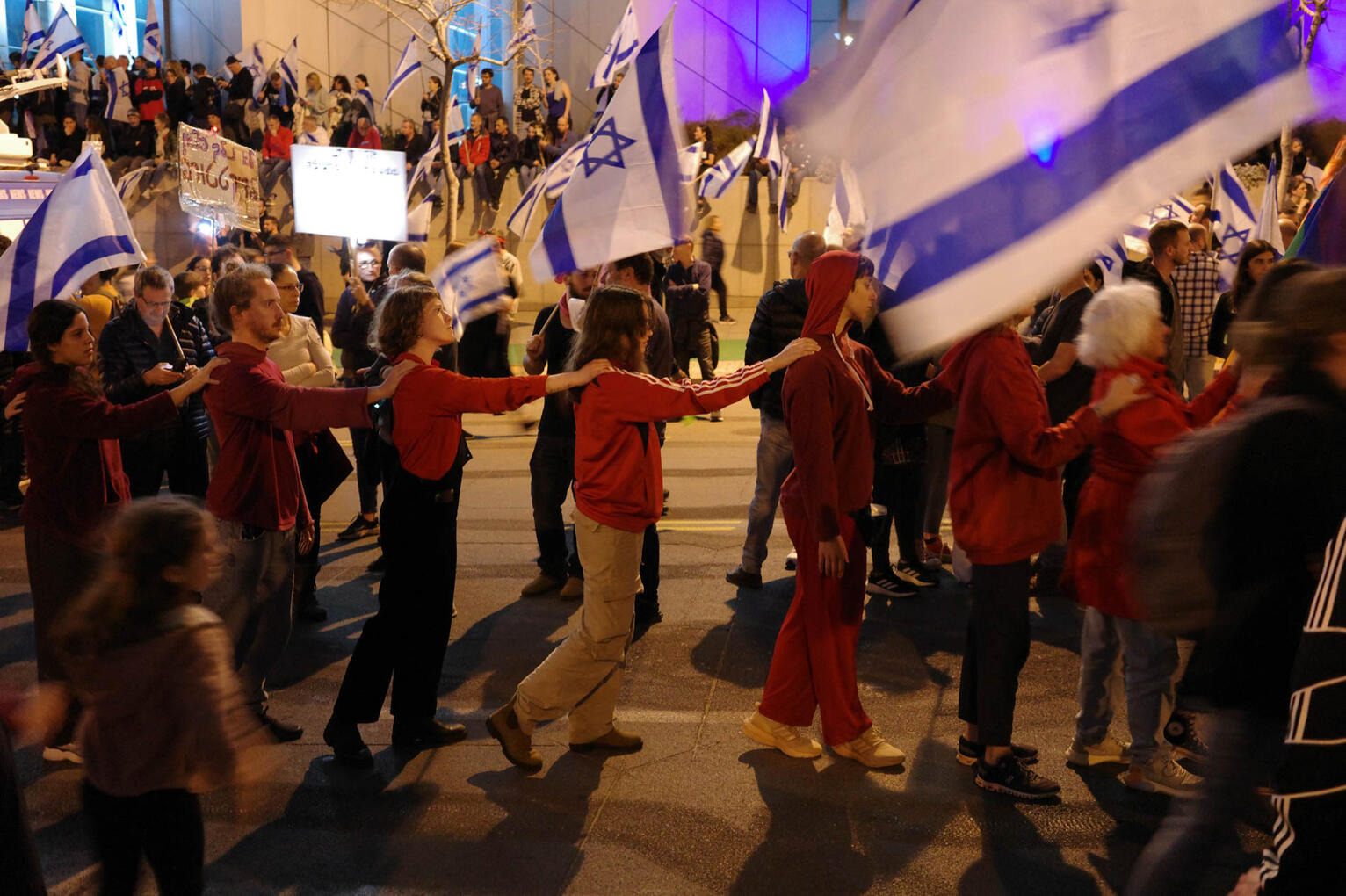 The Hand Mades Tale, were women reenact the ritual of the characters from Margret Atwood's novel of the same name.